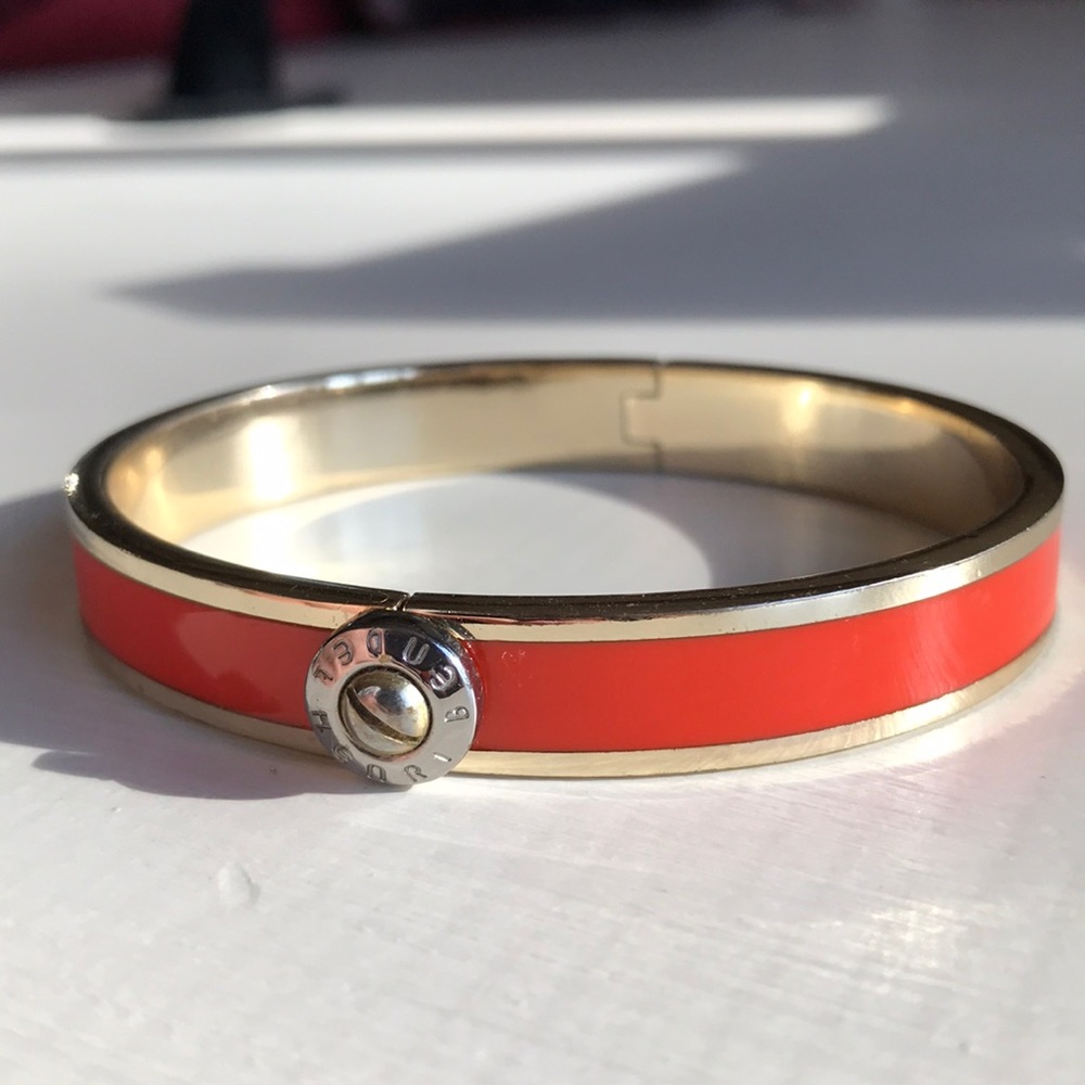 HENRI BENDEL orange & gold bangle snap bracelet!